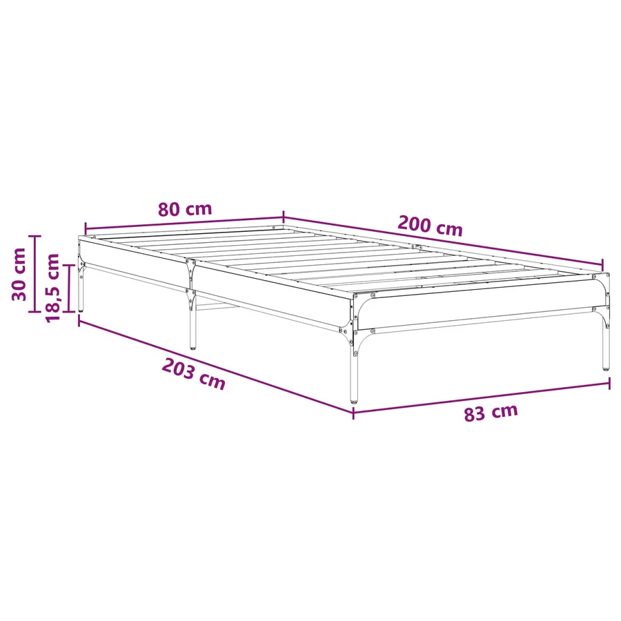 Cadre de lit Chêne artisanal 80 x 200 cm Bois d'ingénierie - 6