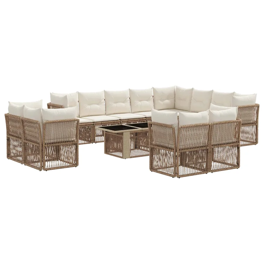Ensemble de canapé de jardin 13 pcs polyrotin - 2
