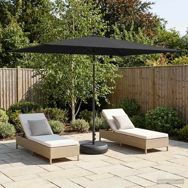 Parasol de jardin avec base 200 x 300 cm Polyester