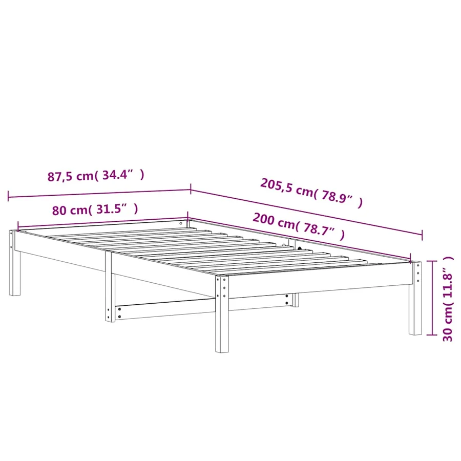 Lit de jour sans matelas cire marron 80x200 cm bois pin massif - 9