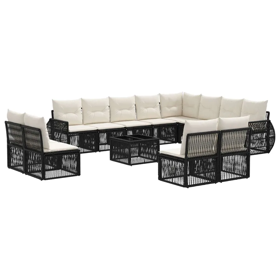 Ensemble de canapé de jardin 13 pcs Noir et blanc crème - 2