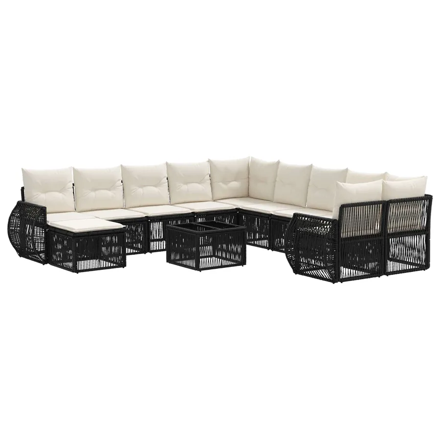 Ensemble de canapé de jardin 12 pcs Noir polyrotin - 2