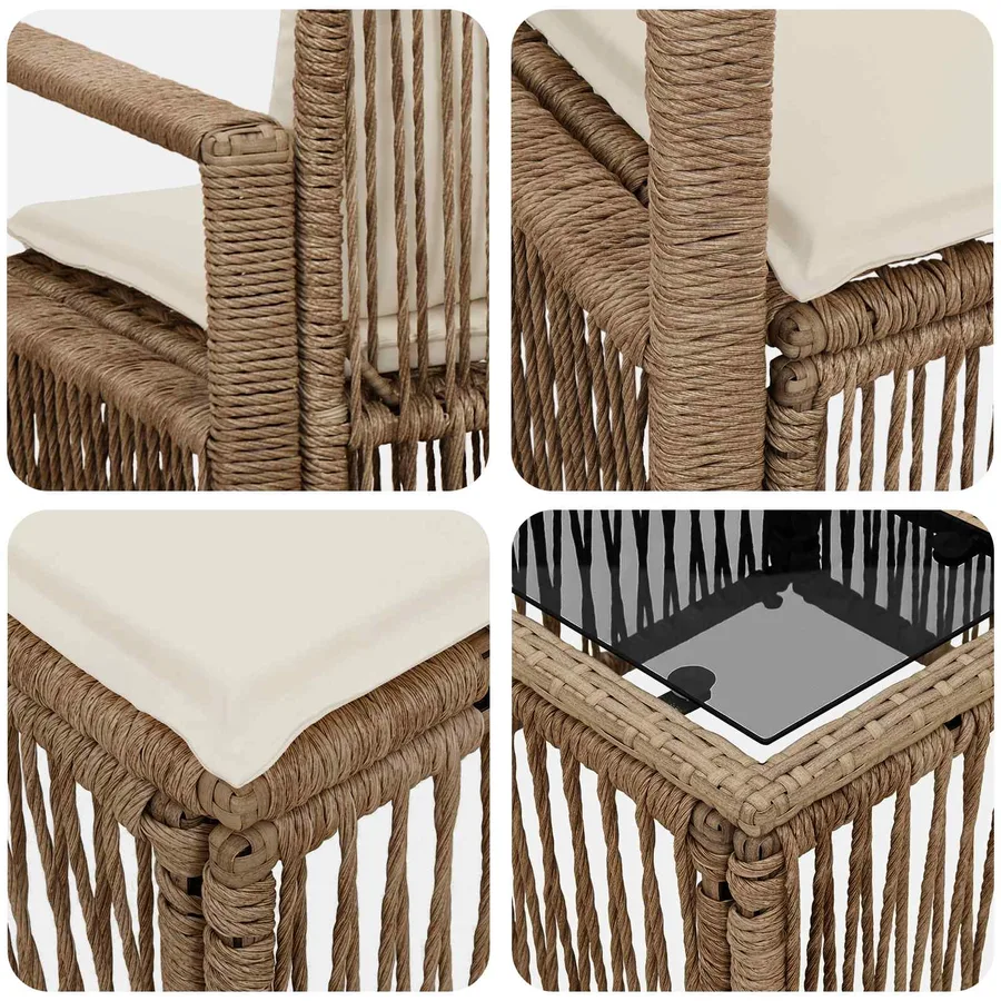 Ensemble de canapé de jardin 7 pcs Beige polyrotin - 9