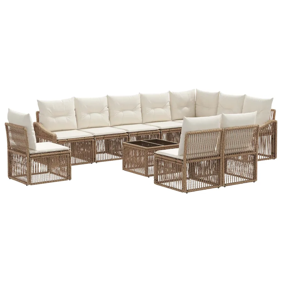 Ensemble de canapé de jardin 11 pcs Beige polyrotin - 2