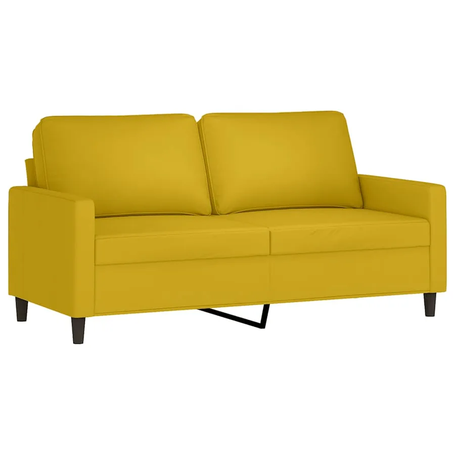 Ensemble de canapés 2 pcs avec coussins Jaune Velours - 4