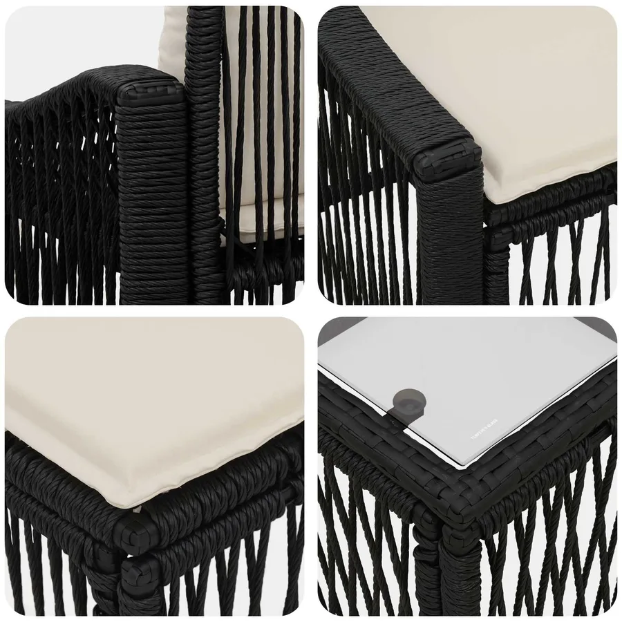 Ensemble de canapé de jardin 7 pcs Noir polyrotin - 7