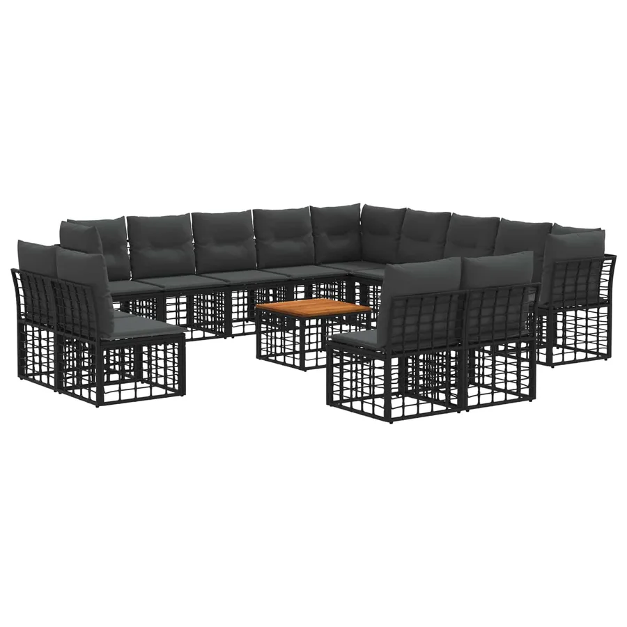 Ensemble de canapés d'extérieur 14 pcs Noir et Gris foncé - 2