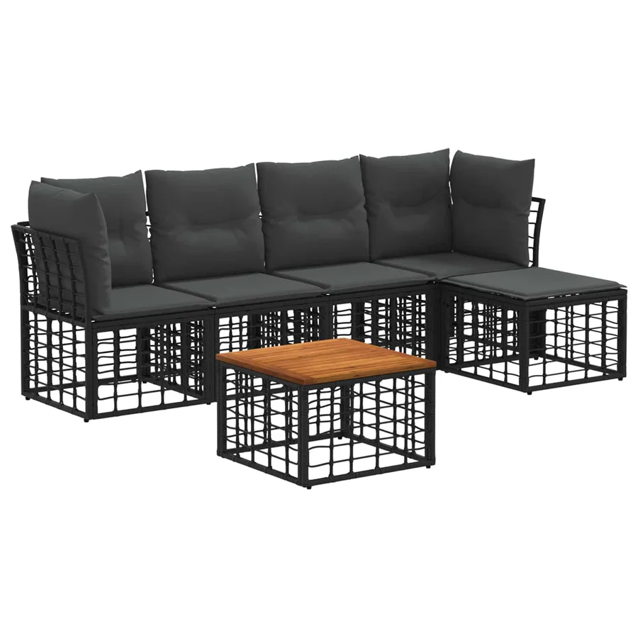 Ensemble de canapés d'extérieur 6 pcs Noir et Gris foncé - 2
