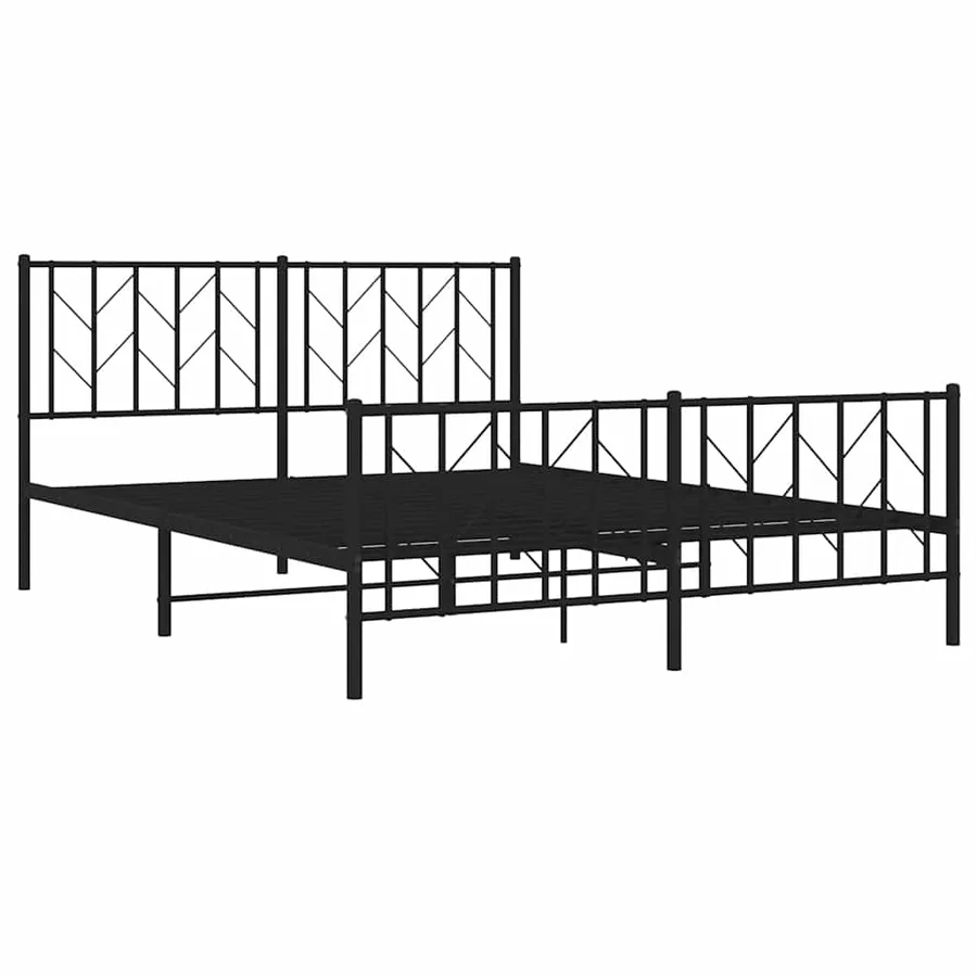 Cadre de lit métal sans matelas avec pied de lit noir 150x200cm - 4