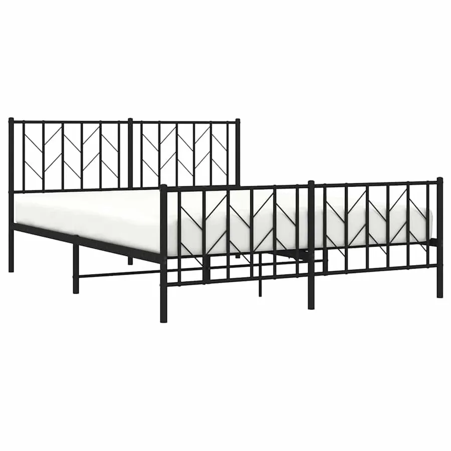 Cadre de lit métal sans matelas avec pied de lit noir 150x200cm - 5