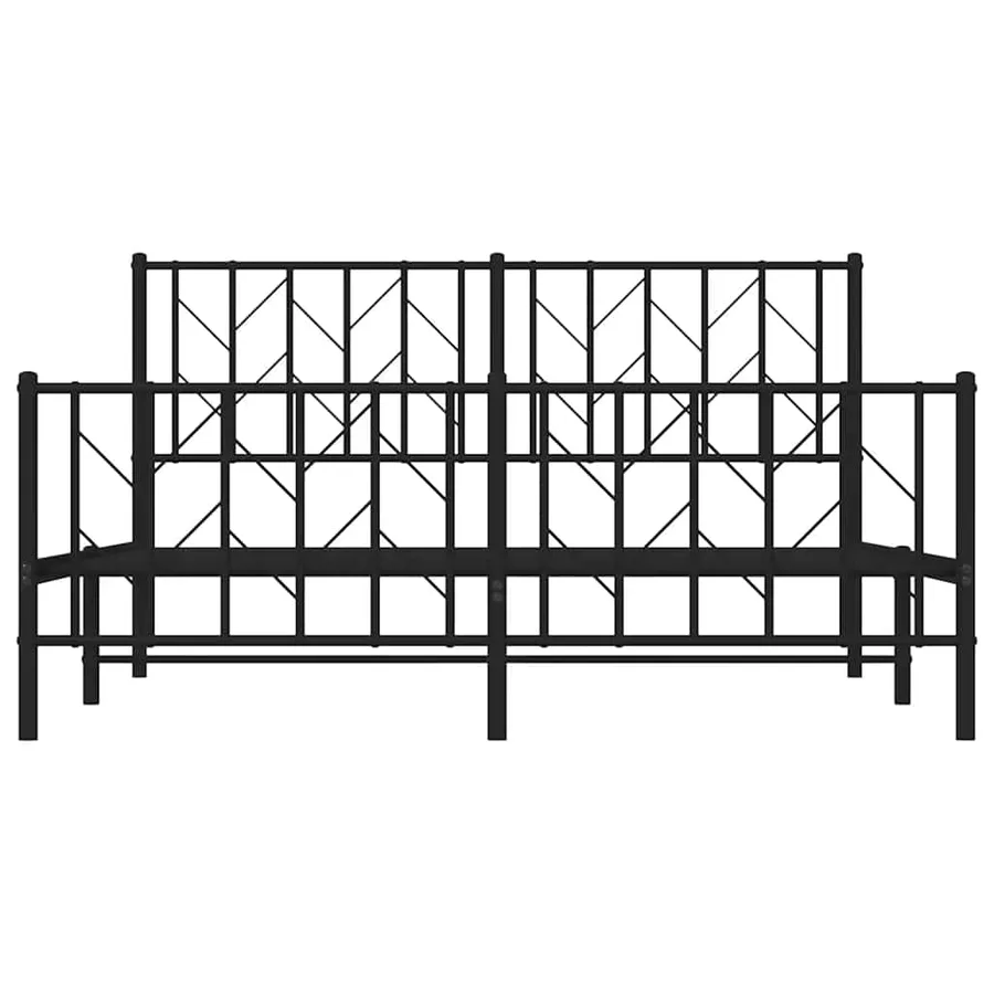 Cadre de lit métal sans matelas avec pied de lit noir 150x200cm - 6
