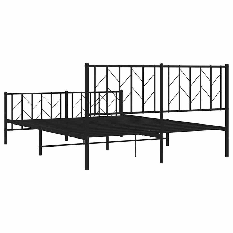 Cadre de lit métal sans matelas avec pied de lit noir 150x200cm - 8