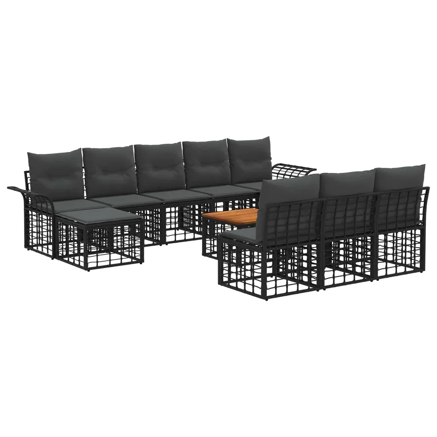 Ensemble de canapés d'extérieur 11 pcs Noir et Gris foncé - 2