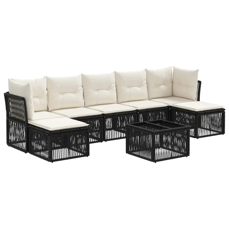 Ensemble de canapé de jardin 8 pcs Noir polyrotin - 2
