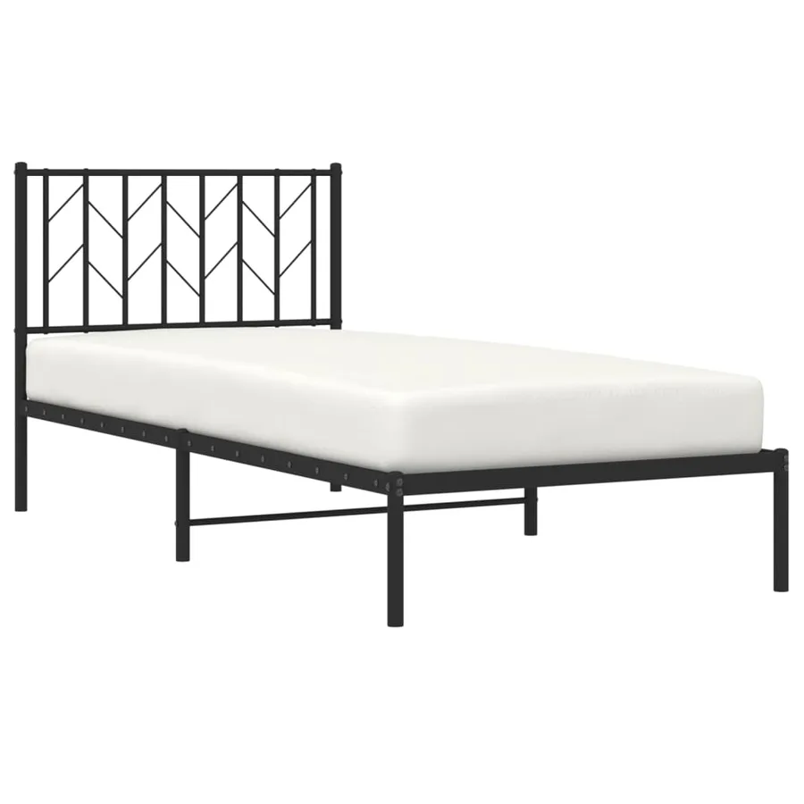 Cadre de lit métal sans matelas avec tête de lit noir 90x190 cm - 3