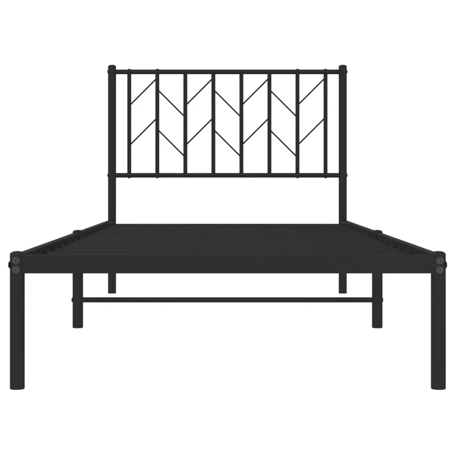 Cadre de lit métal sans matelas avec tête de lit noir 90x190 cm - 5