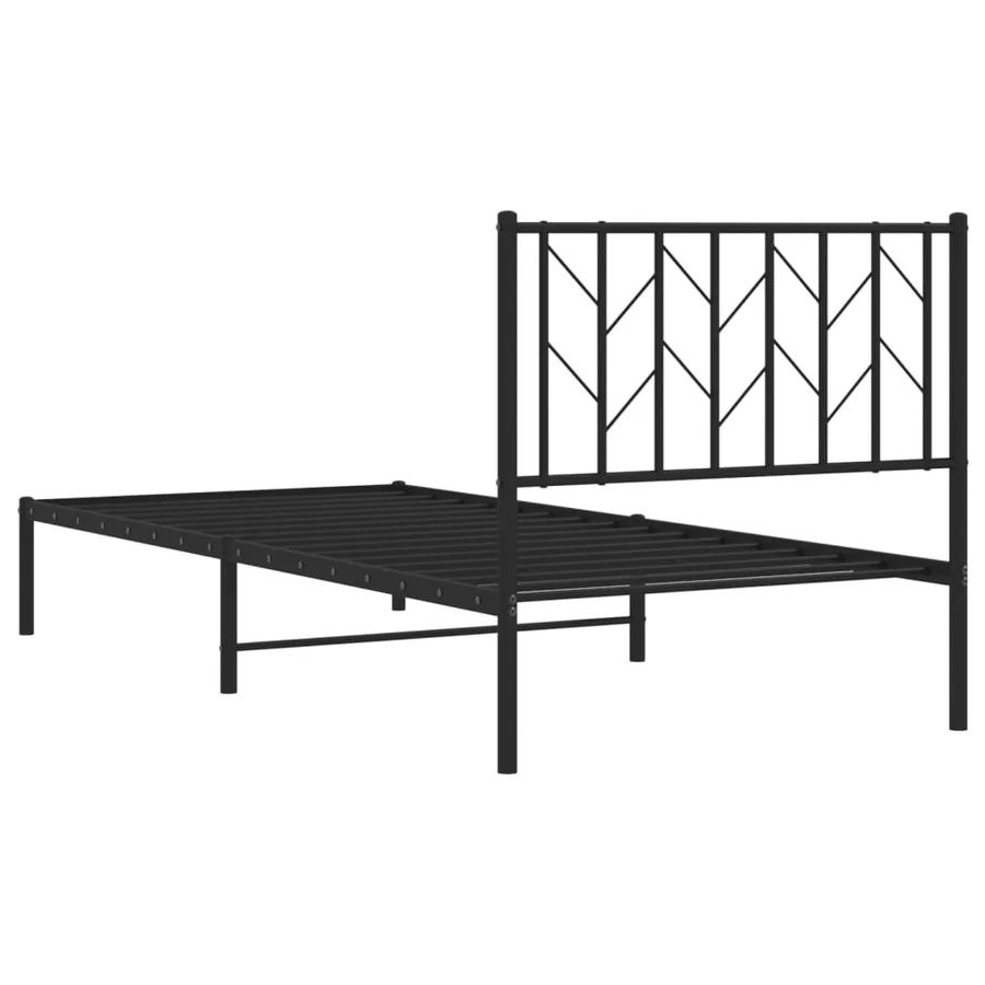 Cadre de lit métal sans matelas avec tête de lit noir 90x190 cm - 7