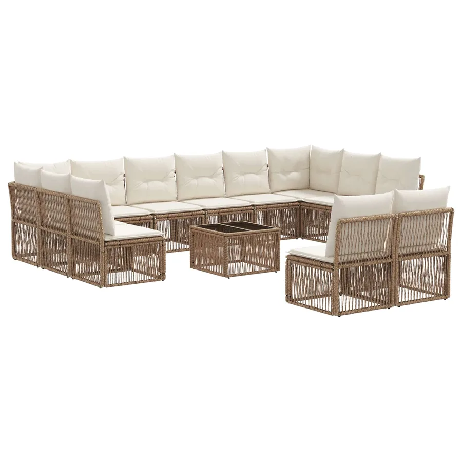 Ensemble de canapé de jardin 13 pcs Beige polyrotin - 2