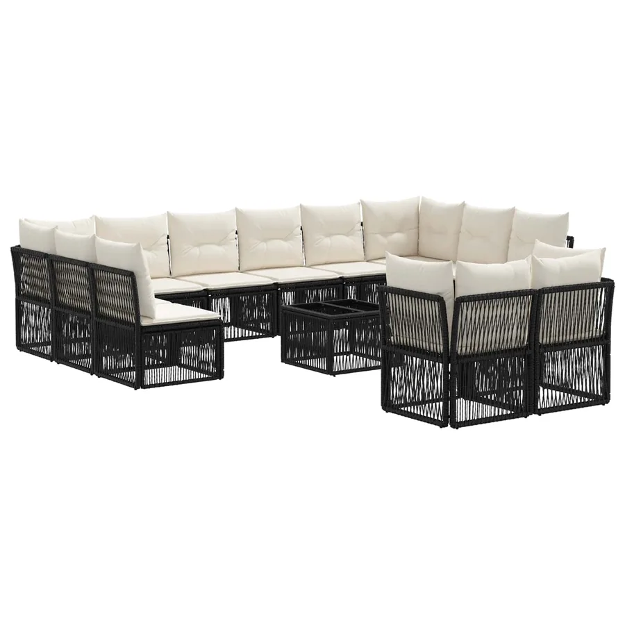 Ensemble de canapé de jardin 13 pcs Noir polyrotin - 2