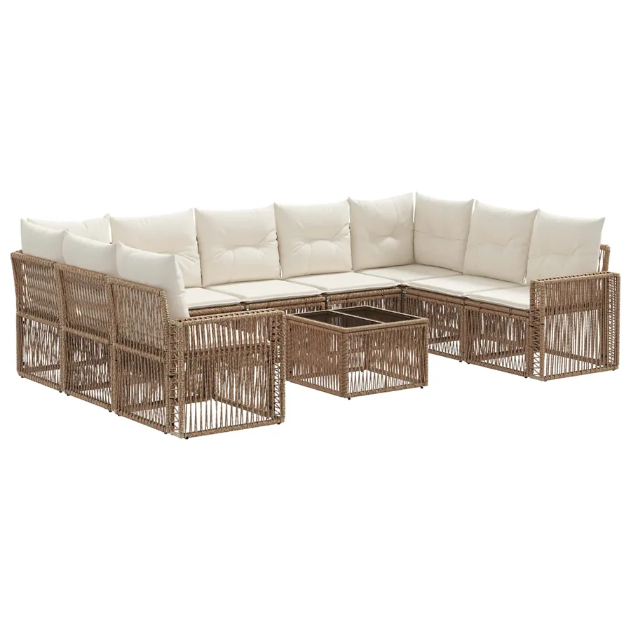 Ensemble de canapé de jardin 10 pcs Beige et blanc crème - 2