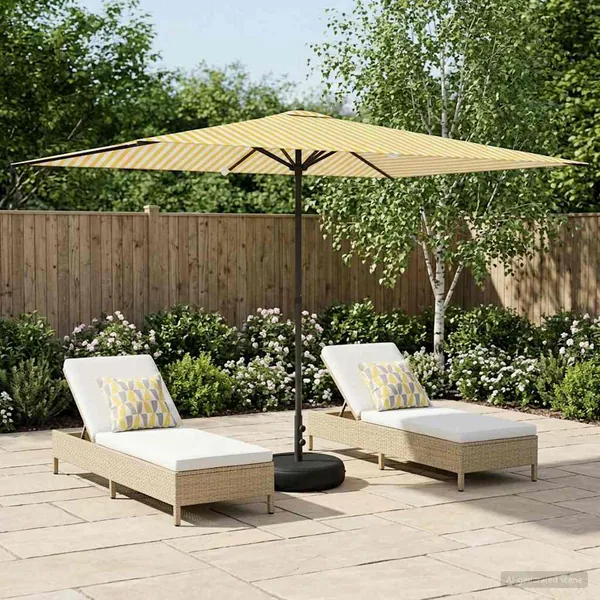 Parasol de jardin avec base 200 x 300 cm Polyester