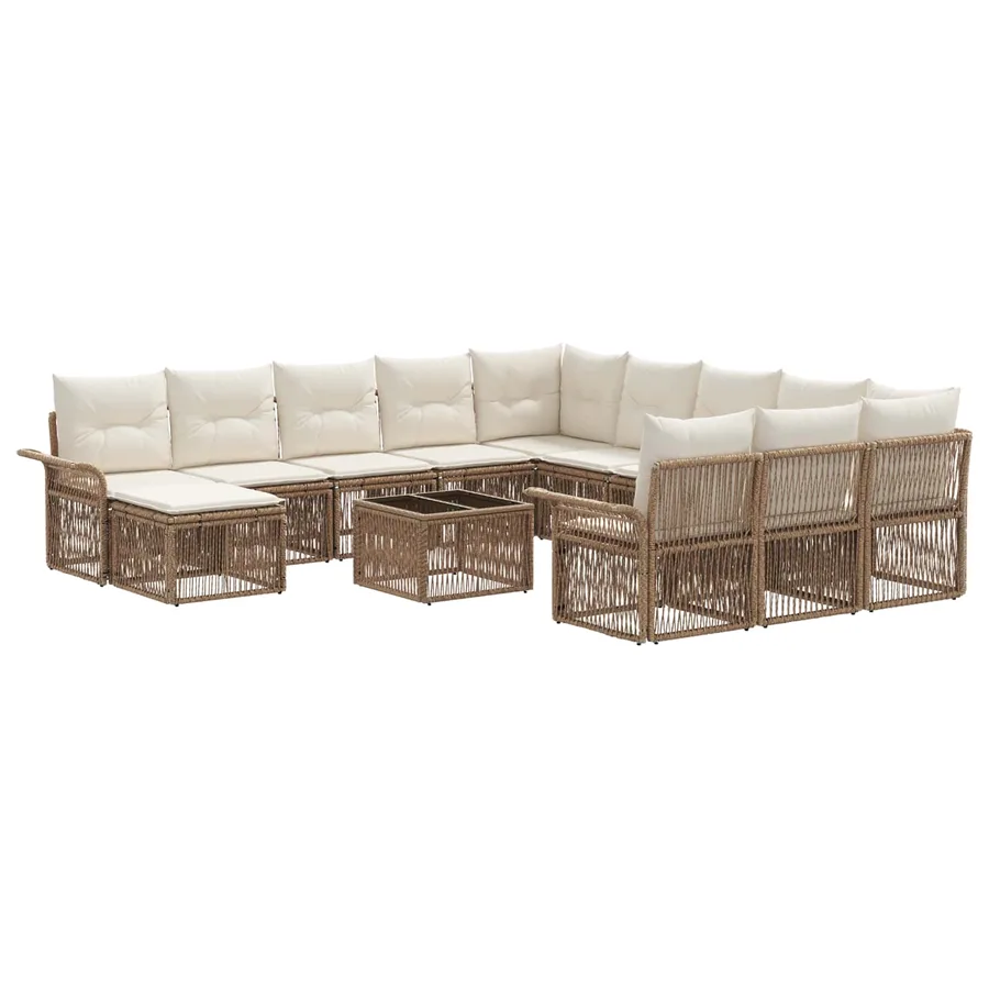Ensemble de canapé de jardin 13 pcs Beige et blanc crème - 2