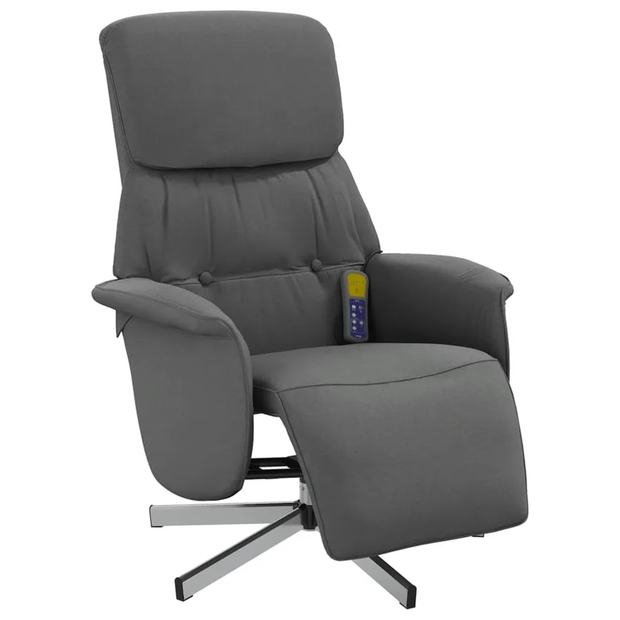 Fauteuil inclinable de massage et repose-pieds gris foncé tissu - 3