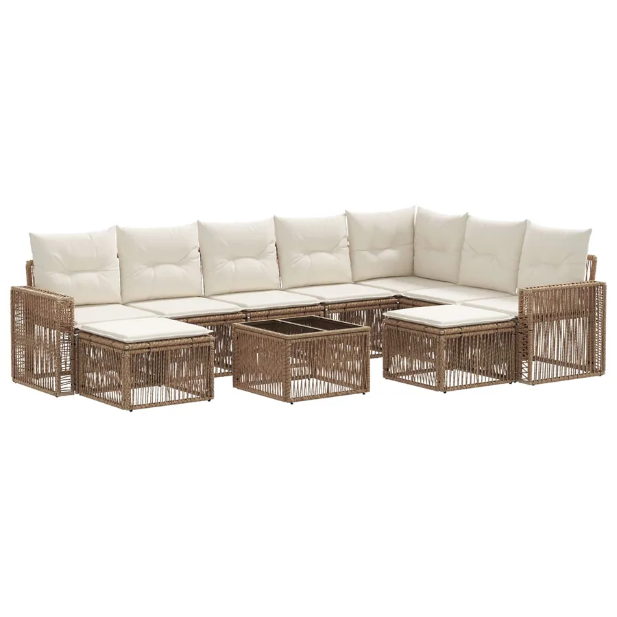Ensemble de canapé de jardin 10 pcs Beige et blanc crème - 2