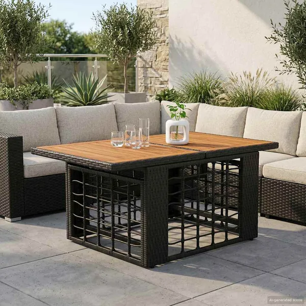 Table de Jardin Noir et naturel 100 x 55 x 37 cm