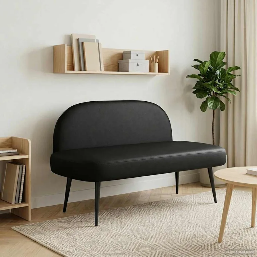 Banc rembourré avec dossier Noir 110 x 60 x 76 cm Simili cuir
