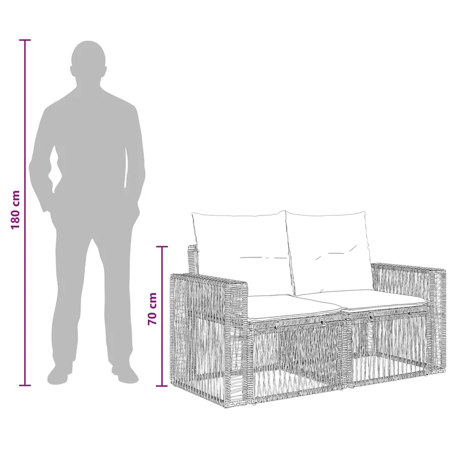 Ensemble de canapé de jardin 8 pcs Gris et Gris foncé polyrotin - 11