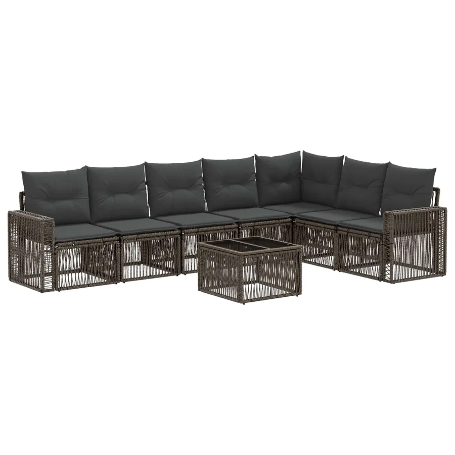 Ensemble de canapé de jardin 8 pcs Gris et Gris foncé polyrotin - 2