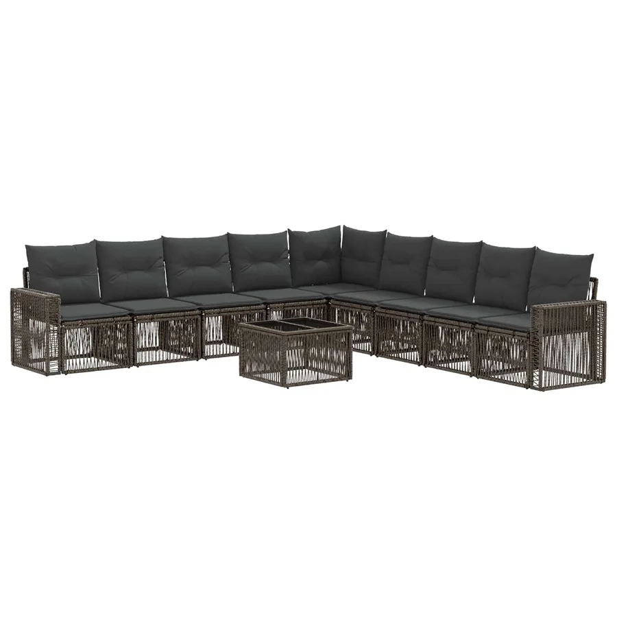 Ensemble de canapé de jardin 10 pcs Gris et Gris foncé - 2