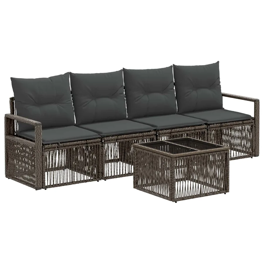 Ensemble de canapé de jardin 5 pcs Gris polyrotin - 2