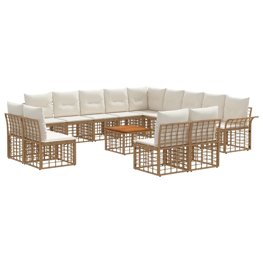 Ensemble de canapés d'extérieur 14 pcs Blanc Naturel et Crème - 2