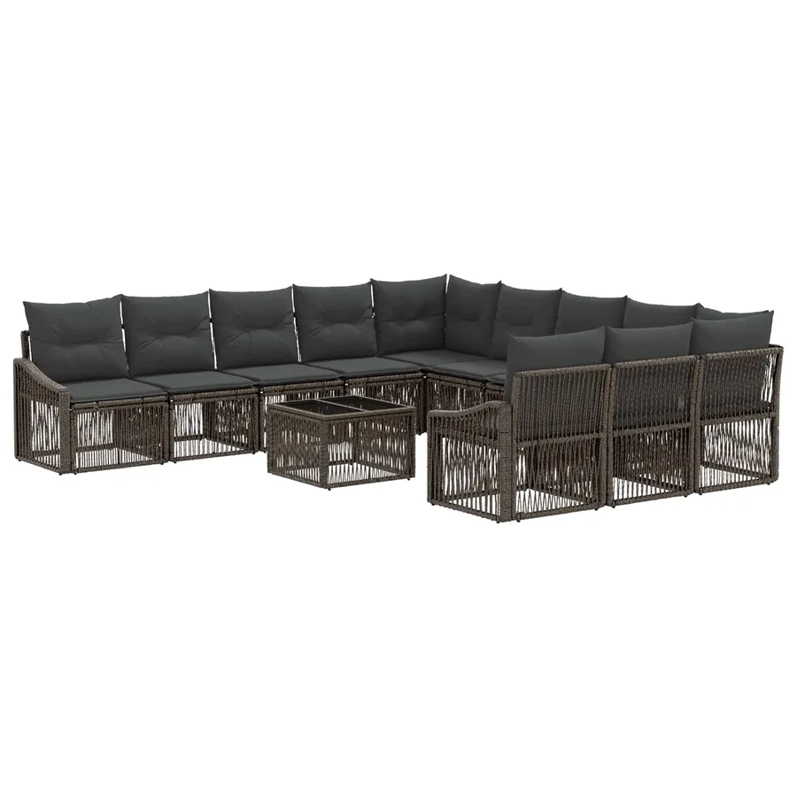 Ensemble de canapé de jardin 12 pcs Gris polyrotin - 2