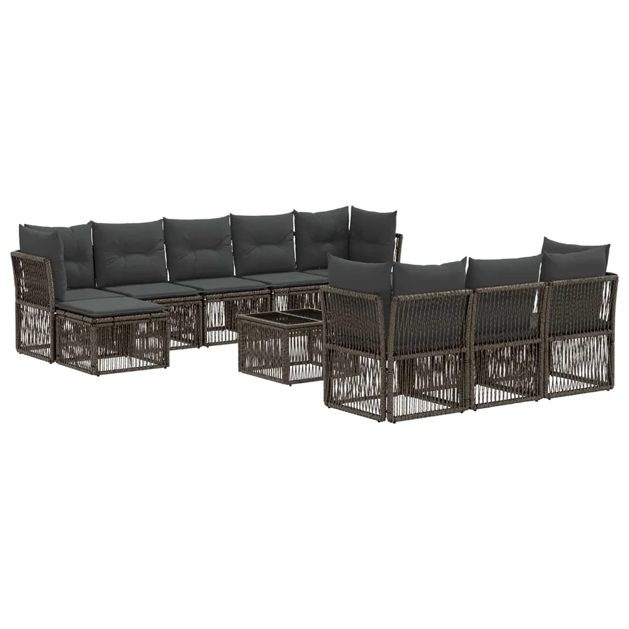 Ensemble de canapé de jardin 11 pcs Gris polyrotin - 2
