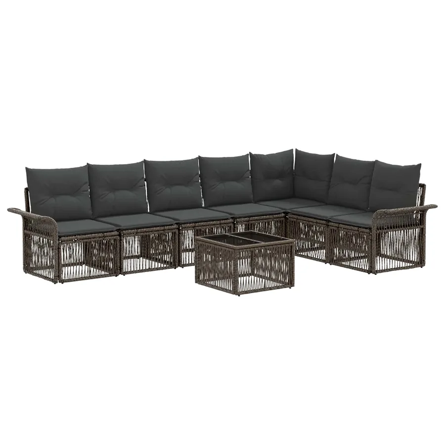 Ensemble de canapé de jardin 8 pcs Gris polyrotin - 2