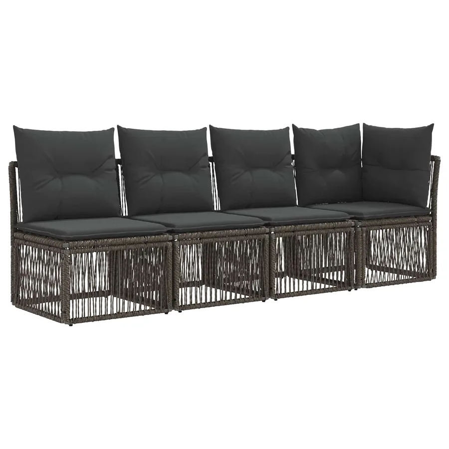 Ensemble de canapé de jardin 10 pcs Gris polyrotin - 4