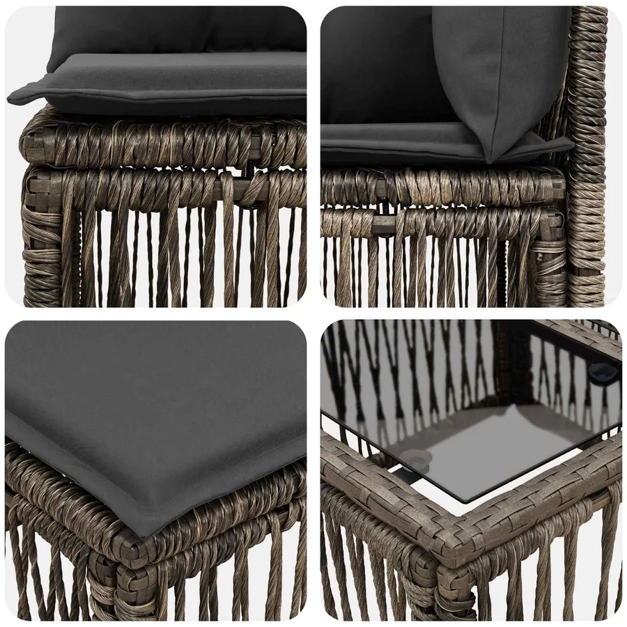 Ensemble de canapé de jardin 10 pcs Gris polyrotin - 7