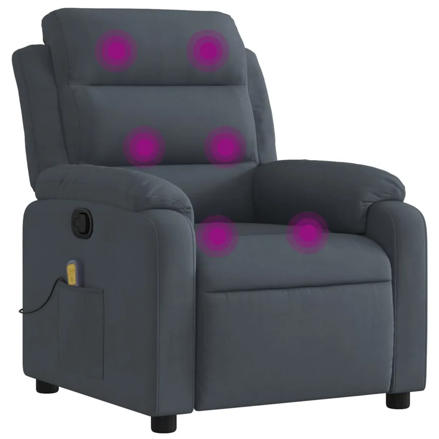 Fauteuil inclinable de massage gris foncé velours - 2