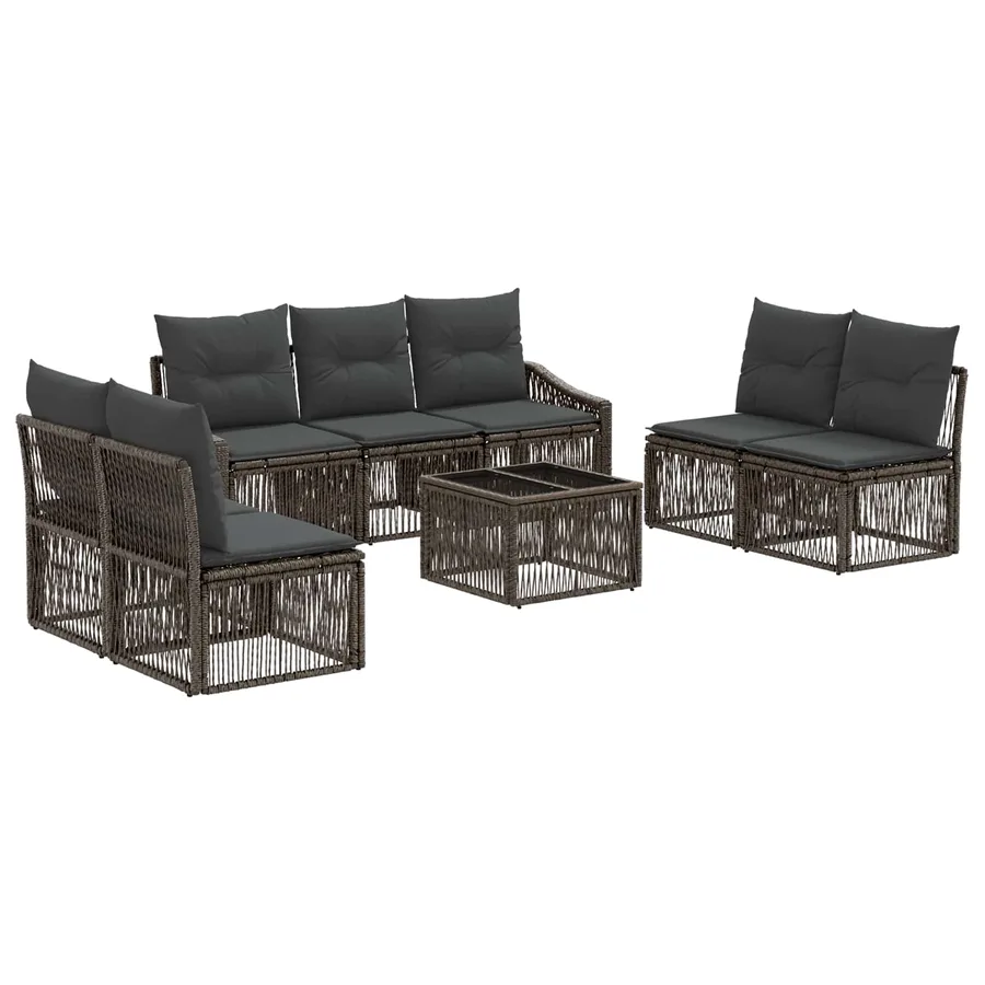 Ensemble de canapé de jardin 8 pcs Gris polyrotin - 2