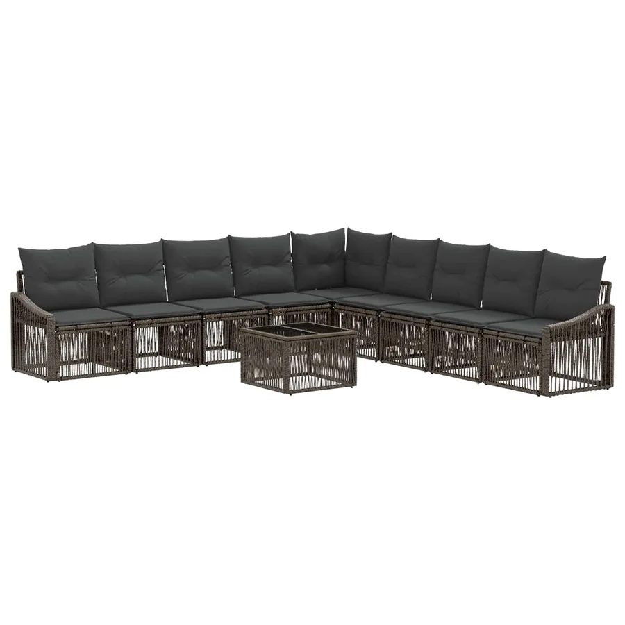 Ensemble de canapé de jardin 10 pcs Gris polyrotin - 2