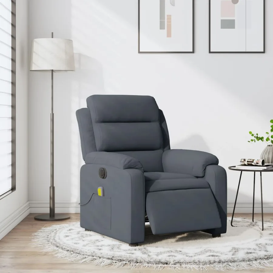 Fauteuil inclinable de massage électrique gris foncé velours - 14