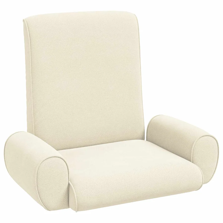 Fauteuil de sol ajustable Crème Velours grainé - 2