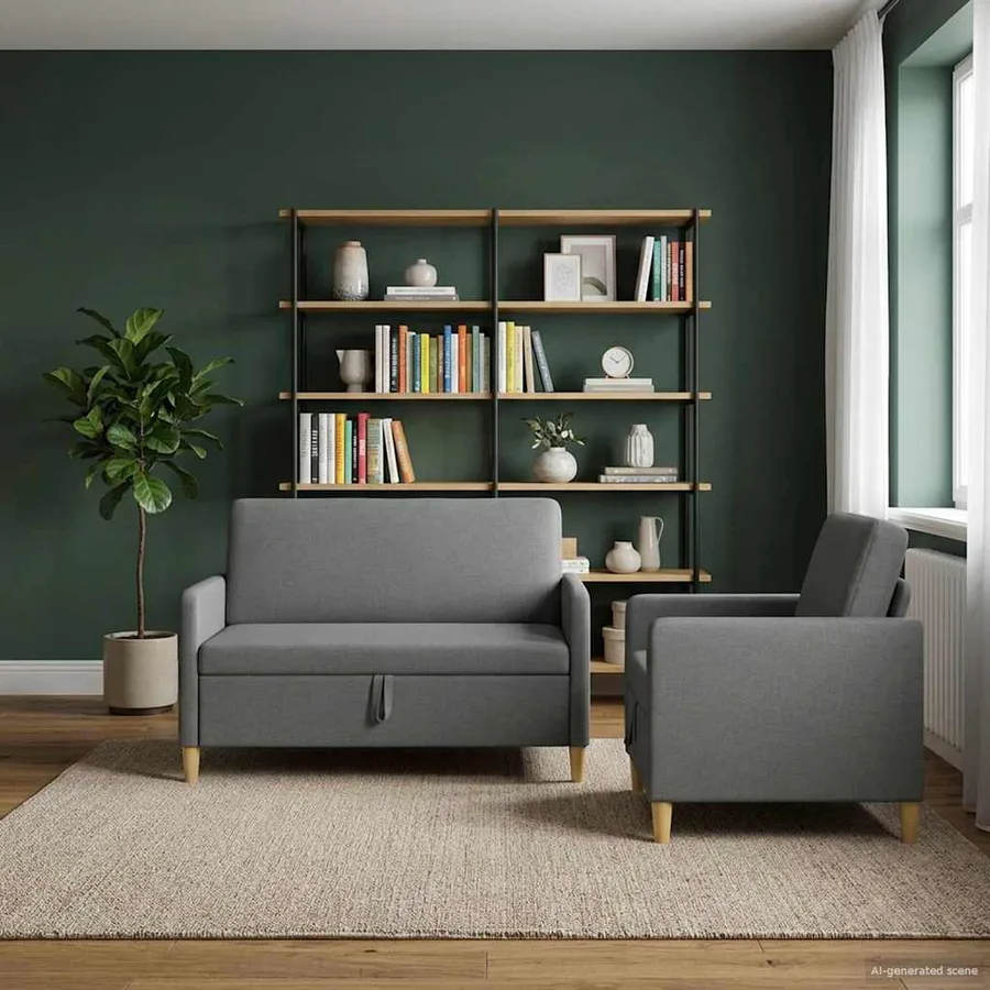 Canapé avec rangement 2 pcs Gris foncé Polyester - 3
