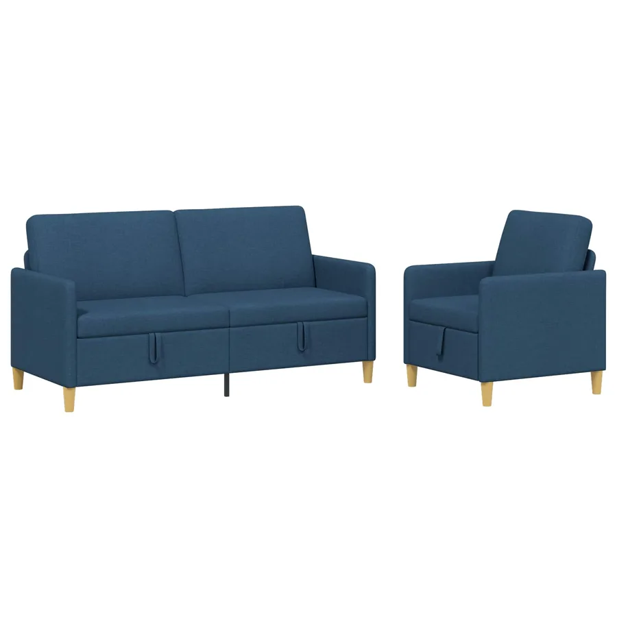 Canapé avec rangement 2 pcs Bleu Polyester - 2
