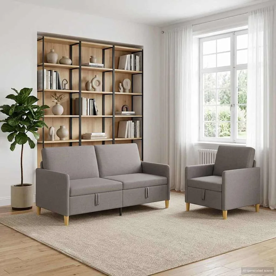 Canapé avec rangement 2 pcs Taupe Polyester