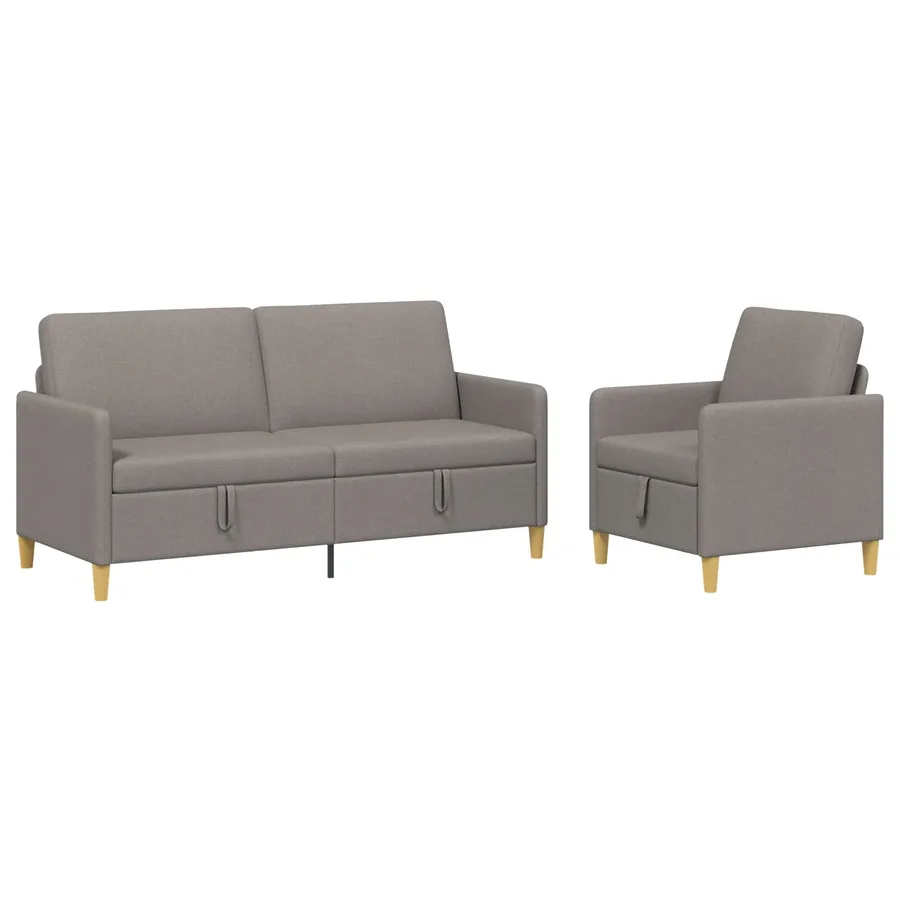 Canapé avec rangement 2 pcs Taupe Polyester - 2