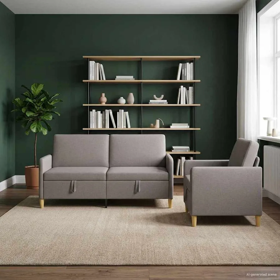 Canapé avec rangement 2 pcs Taupe Polyester - 3